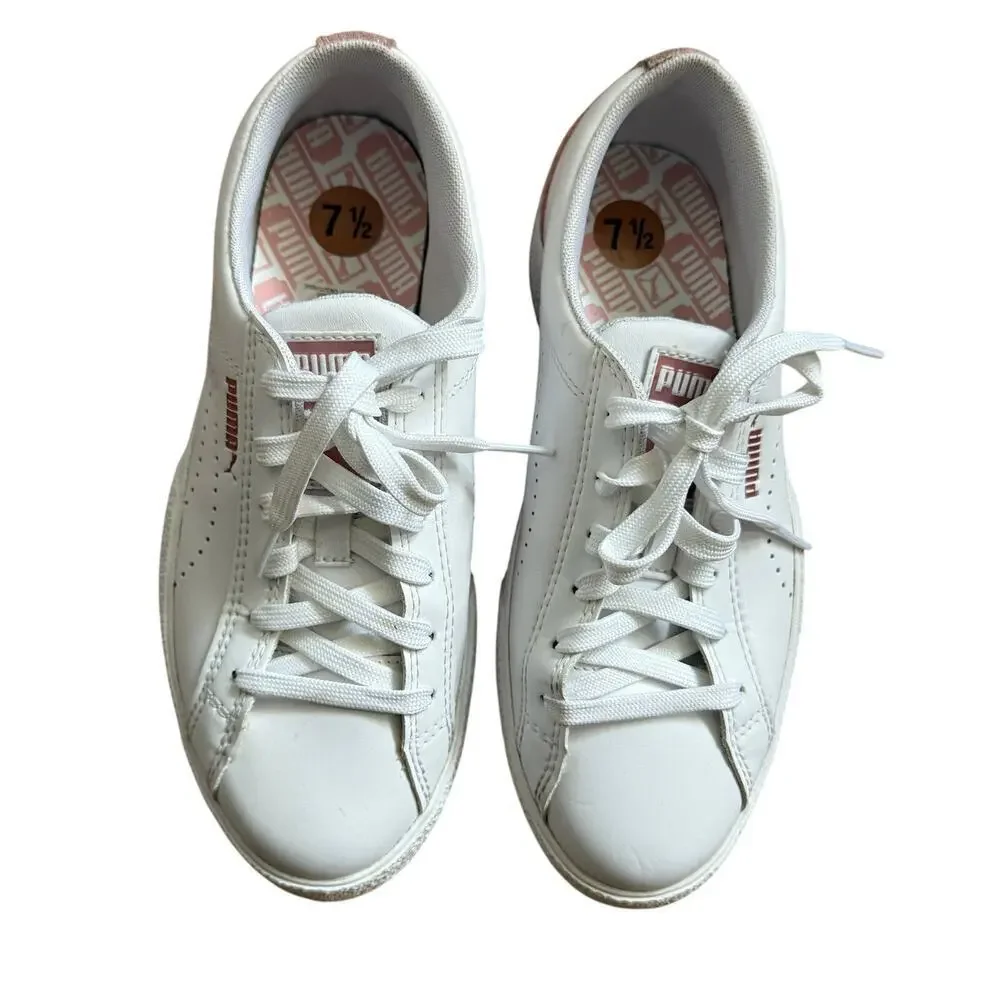 Puma Women's Love Perf White Pink Sneakers Trainers  Size 7.5 Retro Casual